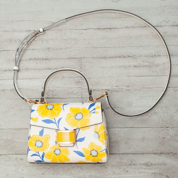NWT kate spade Katy Sunshine Floral Textured Leather Top Handle Bag with Dustbag - Picture 3 of 15